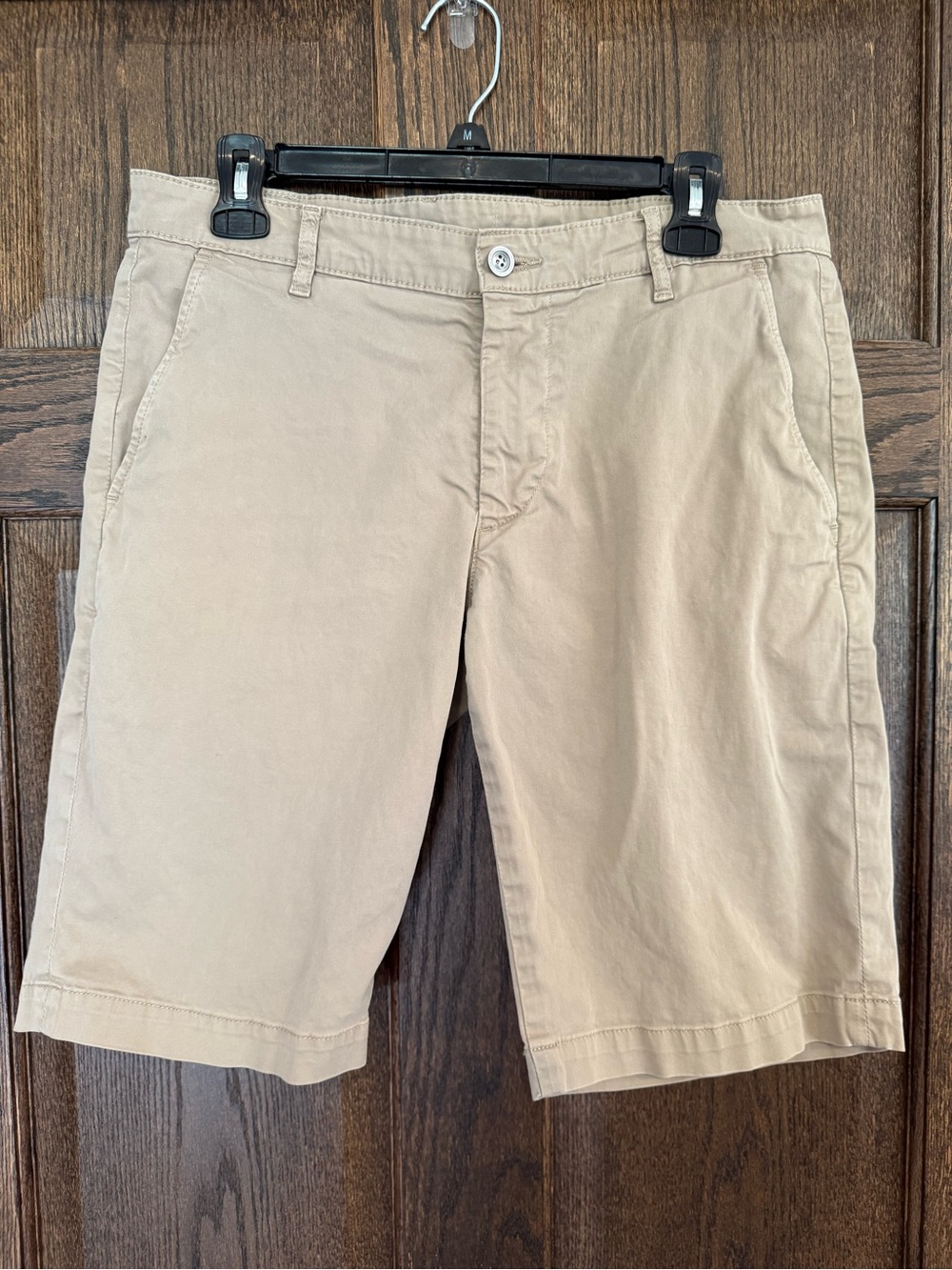 Ag Adriano Goldschmied Men’s Tan Khaki Flat-Front Cotton Chino Shorts 32R